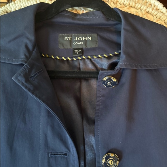 St. John Elegant Blue Trench Coat - Picture 4 of 6